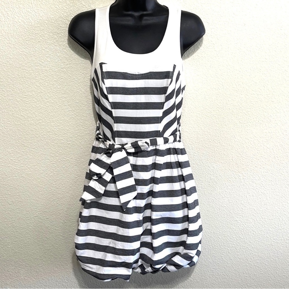 Topshop Grey Stripe White Bubble Dress